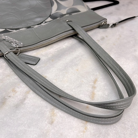 Coach Signature Laura Gray/Silver Double Strap Large Tote Bag - Picture 8 of 15